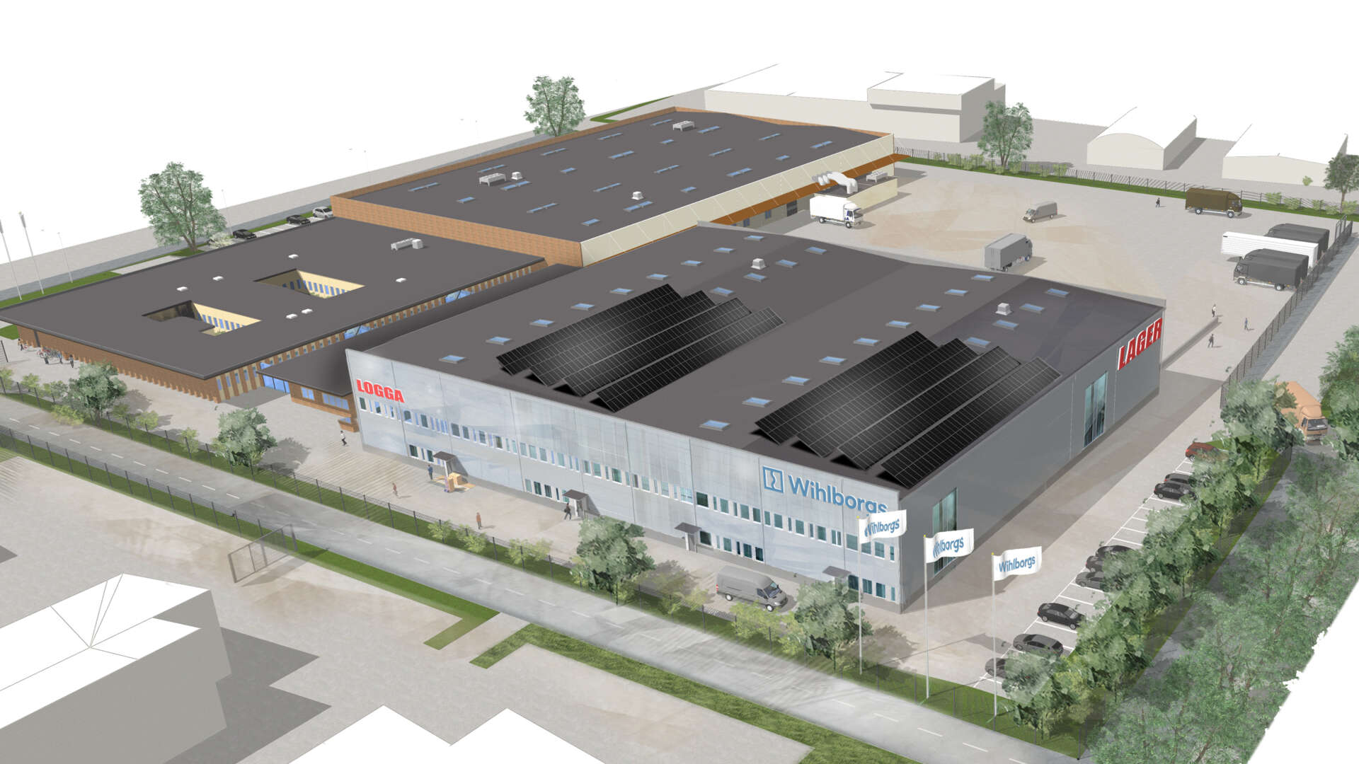 Visualization of Spännbucklan 9, a logistics facility.