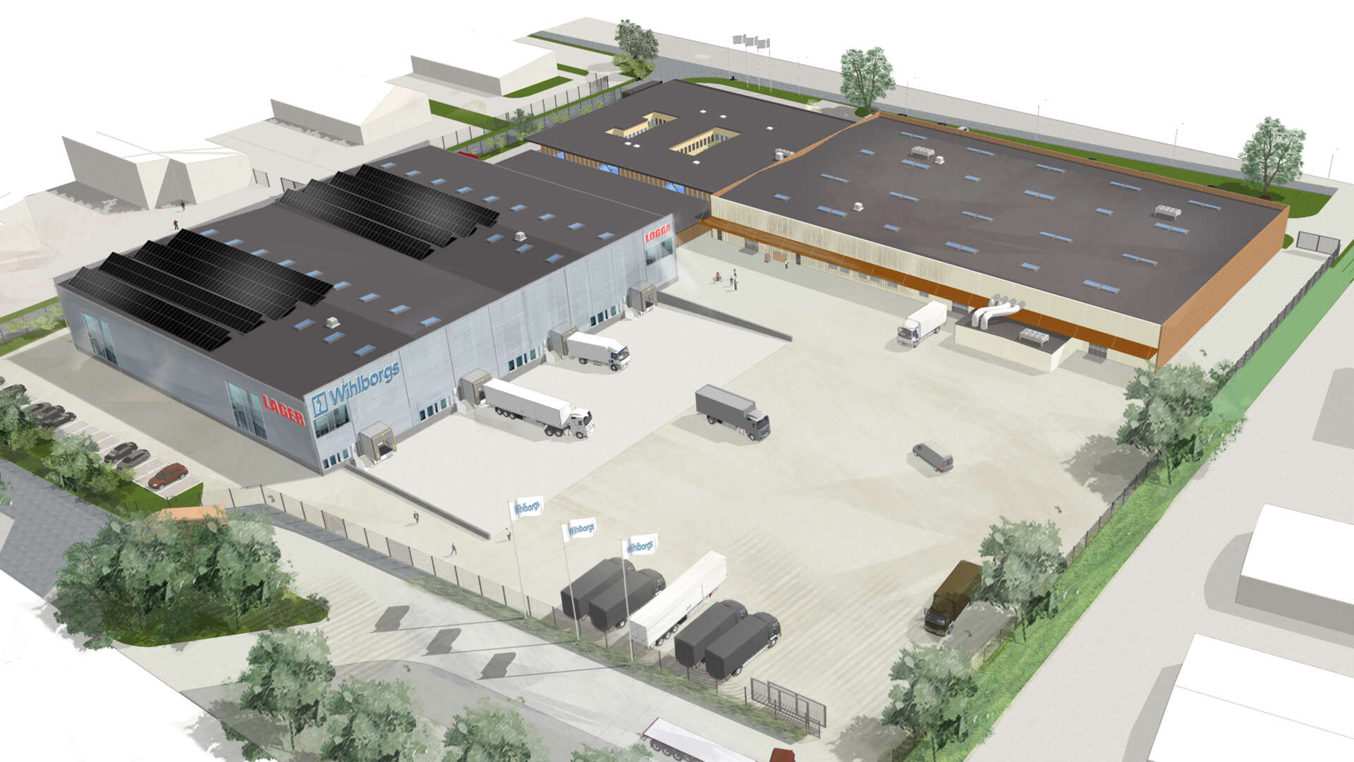 Visualization of Spännbucklan 9, a logistics facility.